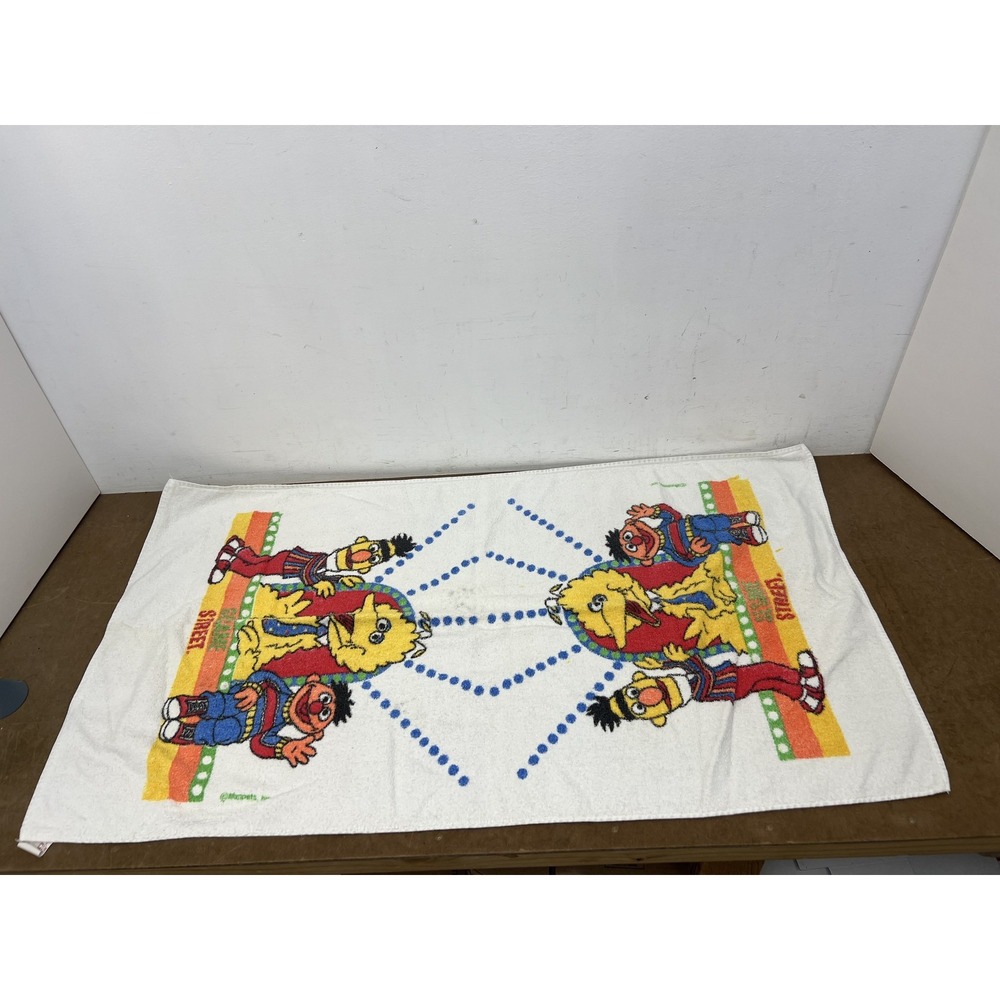 Vintage Cannon Sesame Street Big Bird Ernie Bert Bath Towel & Washcloth Set 100% - Picture 2 of 12